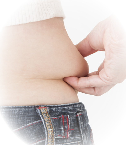 person pinching fat