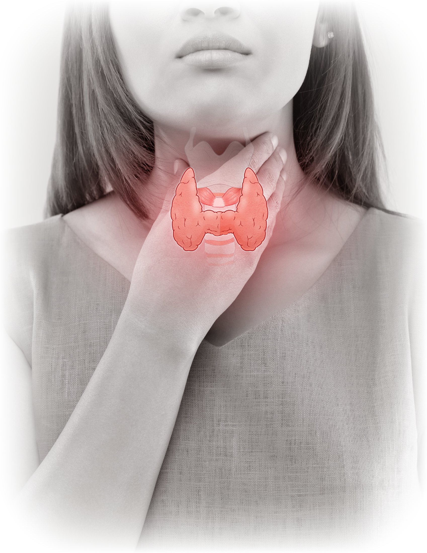 woman holding thyroid